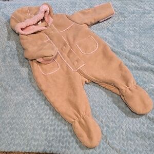 *Last Chance* Cozy Tan and Pink Kids One Piece Coat